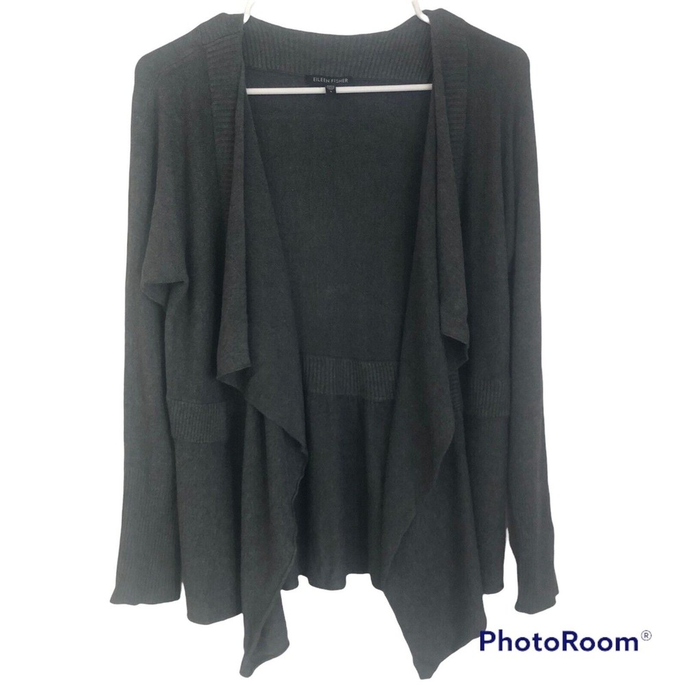Eileen Fisher Open Front Cardigan Waterfall Italian Yarn X21